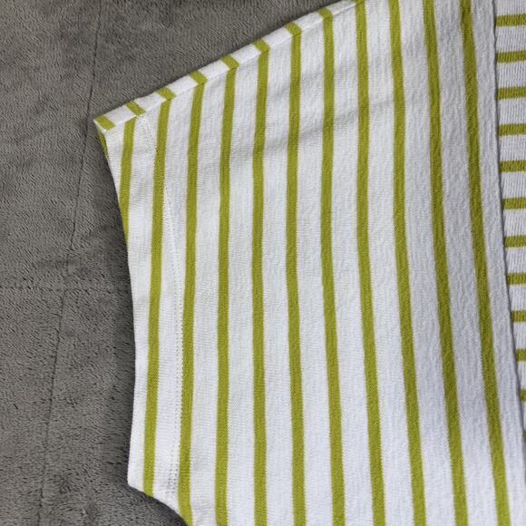 J Jill Shirt Womens XL Green Striped Cotton Short Sleeve Boxy Relaxed Lagenlook - Picture 2 of 10